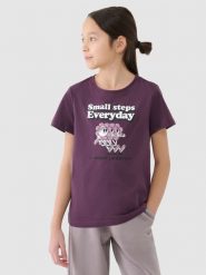 4F T-shirt regular z nadrukiem dziewczęcy - fioletowy 134 (8-9 lat). Fioletowe koszulki dziewczęce 4f, bez wzorów, z bawełny, bez ramiączek. W wyprzedaży za 19.99 zł.