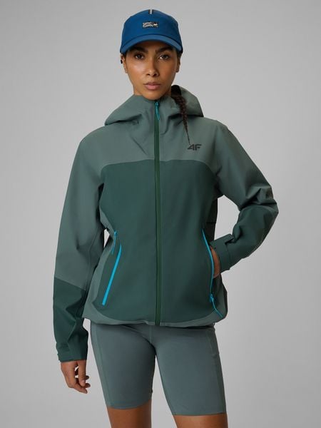 4F Kurtka trekkingowa membrana 15000 damska - khaki XS. Brązowe kurtki damskie 4f, na lato, l, bez wzorów, z tkaniny, bez kaptura. Za 699.99 zł.