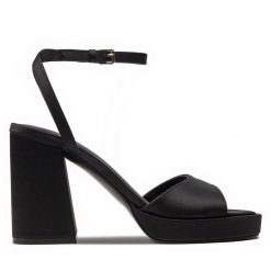 Sandały ONLY Shoes. Czarne sandały damskie ONLY Shoes, bez wzorów, bez obcasa, na słupku. Za 179.99 zł.