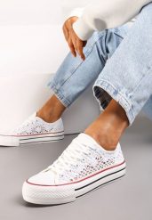 Białe Krótkie Trampki z Ażurowego Materiału Bremavia. Białe trampki i tenisówki damskie Renee, w ażurowe wzory. Za 54.99 zł.