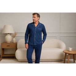 Piżama męska rozm. L P751310 B11 Navy Blue. Niebieskie piżamy męskie Massana Homewear, l, z aplikacjami, z bawełny, bez ramiączek. Za 330.00 zł.
