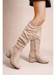 Foreverfolie Kozaki w kolorze khaki rozmiar: 40. Brązowe kozaki damskie Foreverfolie, bez obcasa. Za 152.99 zł.