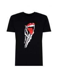 Les Hommes T-Shirt "Tongue Prank" | LBT1003700P | Mężczyzna | Czarny. Czarne t-shirty męskie Les Hommes, m, bez wzorów, z bawełny, bez kołnierzyka. W wyprzedaży za 349.00 zł.