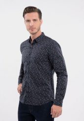 Wzorzysta koszula, Slim Fit, K-EVANS. Niebieskie koszule męskie Volcano, m, bez wzorów, z bawełny, bez kołnierzyka, bez ramiączek. Za 139.99 zł.
