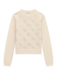 Guess Sweter J6BR13 Z1347 Kremowy Regular Fit. Białe swetry dziewczęce Guess, z aplikacjami, z syntetyku, bez kołnierzyka. Za 264.99 zł.