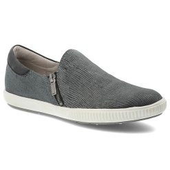 Półbuty damskie Karino, wsuwane ze skóry naturalnej nubukowej, czarno-szare, 1252-032-P. Szare półbuty damskie Karino, bez wzorów, z jeansu, eleganckie, bez obcasa. Za 179.00 zł.