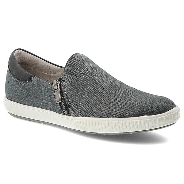 Półbuty damskie Karino, wsuwane ze skóry naturalnej nubukowej, czarno-szare, 1252-032-P. Szare półbuty damskie Karino, bez wzorów, z jeansu, eleganckie, bez obcasa. Za 179.00 zł.