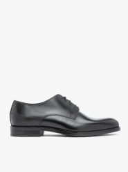 Czarne półbuty wizytowe. Czarne buty wizytowe męskie Ryłko, ze skóry, bez zapięcia. Za 449.99 zł.