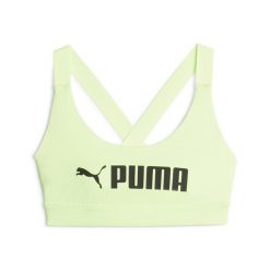 Stanik fitness cardio PUMA Mid Impact Puma Fit. Zielone biustonosze sportowe damskie Puma, bez wzorów, z elastanu. Za 177.60 zł.