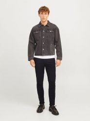Jack & Jones Spodnie chino "Marco" w kolorze czarnym rozmiar: W36/L34. Czarne spodnie materiałowe męskie Jack & Jones, z aplikacjami, ze skóry. Za 158.10 zł.