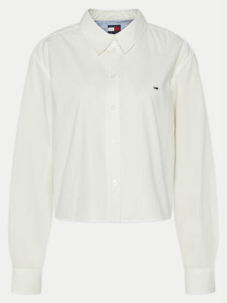 Tommy Jeans Koszula DW0DW19354 Biały Relaxed Fit. Białe koszule damskie Tommy Jeans, m, bez wzorów, z bawełny, bez kołnierzyka, bez ramiączek. Za 219.99 zł.