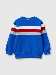 Benetton Bluza w kolorze niebieskim rozmiar: 90. Niebieskie bluzy i bluzki niemowlęce Benetton, bez wzorów, z bawełny, bez ramiączek, bez kaptura. Za 48.28 zł.
