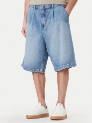 Guess Jeans Szorty jeansowe M6GD39 D5M5V Niebieski Relaxed Fit. Niebieskie szorty męskie Guess Jeans, z aplikacjami, z bawełny. Za 379.99 zł.