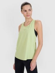4F Top treningowy oversize szybkoschnący damski - zielony L. Zielone topy damskie 4f, l, bez wzorów, bez kołnierzyka. W wyprzedaży za 79.99 zł.