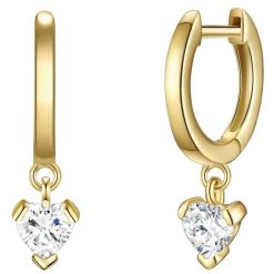 Glanzstücke München Srebrne kolczyki kreole Serce srebro wysokiej próby Cyrkonia żółte złoto Kolczyki koła 1 ct Damski. Szare kolczyki damskie Glanzstücke München, z cyrkonią, srebrne. Za 209.99 zł.