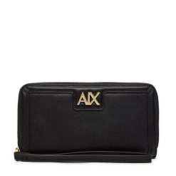 Portfel Armani Exchange. Czarne portfele damskie Armani Exchange, bez wzorów. Za 359.99 zł.
