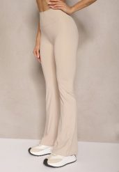 Jasnobeżowe Legginsy Dzwony High Waist Orruvana. Brązowe legginsy damskie Renee, m, bez wzorów, z jeansu. Za 49.99 zł.