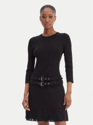 Morgan Sukienka dzianinowa 261-RANOS Czarny Slim Fit. Czarne sukienki damskie Morgan, bez wzorów, z dzianiny, bez kołnierzyka, bez ramiączek. Za 429.99 zł.