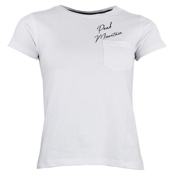Koszulka damska Peak Mountain Ajojo. Białe t-shirty damskie Peak Mountain, l, bez wzorów, z bawełny, bez kołnierzyka. Za 83.00 zł.