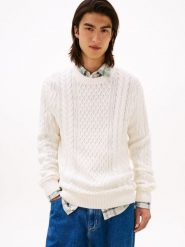 Tommy Jeans sweter Mężczyźni Bawełna biały, M. Białe swetry męskie Tommy Jeans, m, bez wzorów, z bawełny, bez kołnierzyka. Za 329.95 zł.