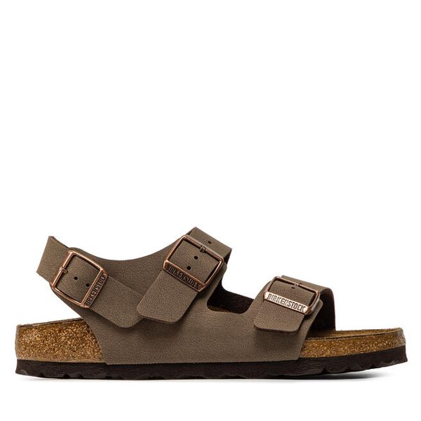 Sandały Birkenstock. Brązowe sandały damskie Birkenstock, bez wzorów, bez obcasa, na płaskiej podeszwie. Za 499.99 zł.