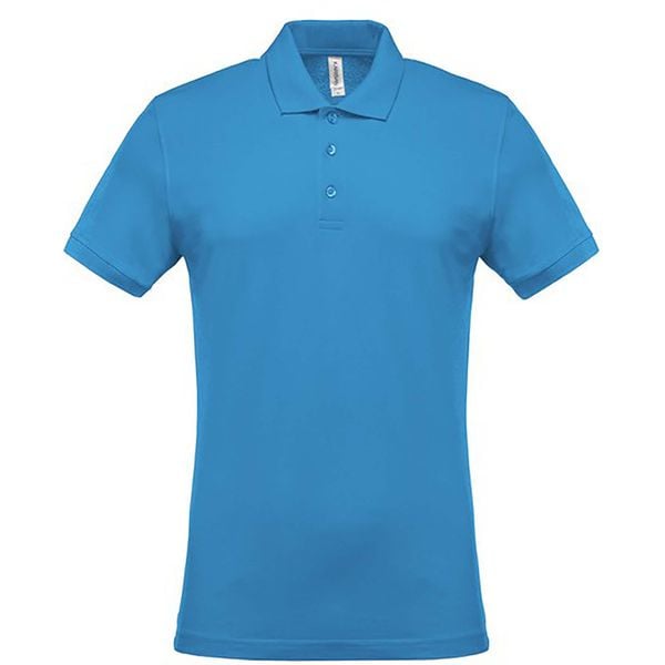 Koszulka polo z krótkim rękawem Kariban Piqué. Niebieskie koszulki polo męskie KARIBAN, m, bez wzorów, bez ramiączek. Za 76.00 zł.