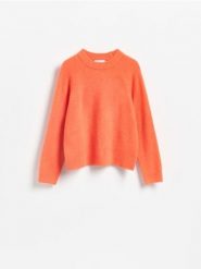 Sweter z domieszką wełny - pomarańczowy. Brązowe swetry klasyczne damskie Reserved, l, z dzianiny, bez kołnierzyka. Za 109.99 zł.