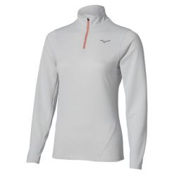 Damska koszulka z długim rękawem i zamkiem błyskawicznym Mizuno Tech Thermal Cha. Białe t-shirty damskie Mizuno, s, bez wzorów, z materiału, bez kołnierzyka. Za 366.70 zł.