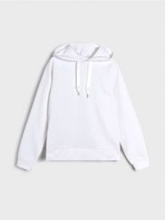Bluza hoodie z ozdobną tasiemką - kremowy. Białe bluzy bez kaptura damskie Sinsay, l. W wyprzedaży za 33.99 zł.