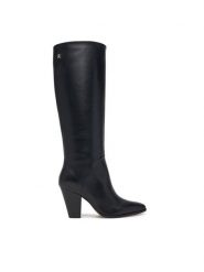 Tommy Hilfiger Kozaki Clean Tubular Knee Boot FW0FW09584 Czarny. Czarne kozaki damskie Tommy Hilfiger, ze skóry, bez obcasa, na słupku. Za 1,299.00 zł.