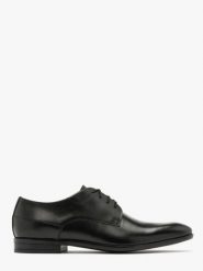 Czarne półbuty wizytowe. Czarne buty wizytowe męskie Ryłko, ze skóry, bez zapięcia. Za 449.99 zł.