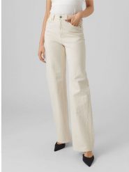 Vero Moda Dżinsy - Regular fit - w kolorze kremowym rozmiar: W34/L32. Brązowe jeansy damskie Vero Moda, z podwyższonym stanem. Za 96.60 zł.