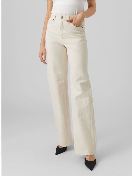 Vero Moda Dżinsy - Regular fit - w kolorze kremowym rozmiar: W32/L30. Brązowe jeansy damskie Vero Moda, z podwyższonym stanem. Za 126.75 zł.