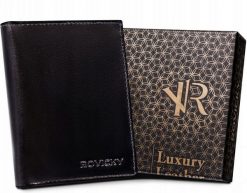 Portfel skórzany Rovicky [DH] R-RM-10-GCL czarny. Czarne portfele męskie ROVICKY, bez wzorów, ze skóry. Za 55.99 zł.