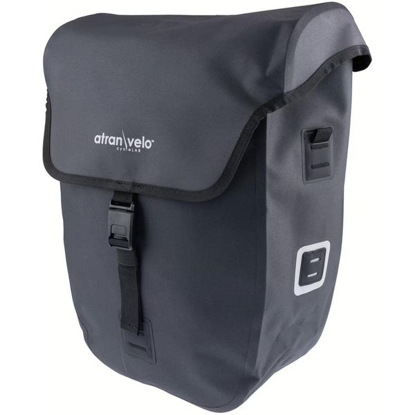 Torba na bagażnik rowerowy „Commuter Side”, wodoodporna. Czarne torby na laptopa damskie ATRAN VELO, bez wzorów. Za 334.85 zł.