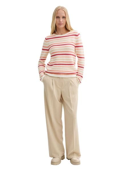 Tom Tailor Sweter w kolorze biało-beżowo-czerwonym rozmiar: 3XL. Białe swetry klasyczne damskie Tom Tailor, xl, z bawełny, bez kołnierzyka. Za 78.47 zł.