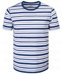 T-Shirt (Koszulka) Męska - Pako Jeans - Biało-Niebieska w Prążek. Niebieskie t-shirty męskie Pako Jeans, l, bez wzorów, z bawełny, bez kołnierzyka. Za 89.00 zł.