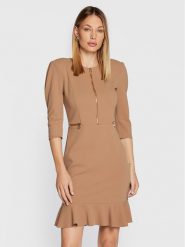 Rinascimento Sukienka koktajlowa CFC0111065003 Beżowy Regular Fit. Brązowe sukienki damskie RINASCIMENTO, xl, bez wzorów, z syntetyku, wizytowe, bez kołnierzyka, bez ramiączek. Za 359.99 zł.