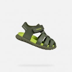 Sandały Geox Model B Sandal Fusbetto Bo Kolor Zielony. Zielone sandały męskie Geox, z tkaniny, bez zapięcia. Za 193.90 zł.