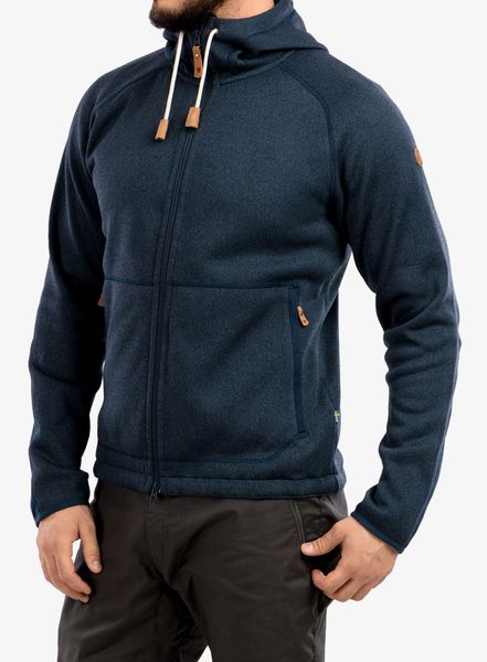 Bluza z kapturem męska Fjallraven Ovik Fleece Hoodie. Niebieskie bluzy z kapturem męskie Fjällräven, na lato, m, z bawełny. Za 681.99 zł.