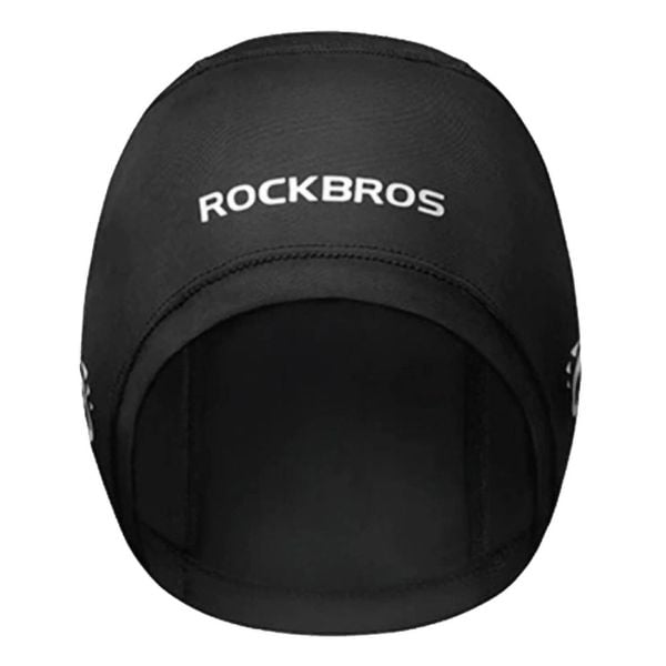 Czapka rowerowa z wycięciami na okulary - czarna. Czarne czapki męskie ROCKBROS, bez wzorów, z materiału, sportowe. Za 67.60 zł.