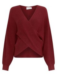 MOSS COPENHAGEN Sweter "Zinelle" w kolorze bordowym rozmiar: M/L. Czerwone swetry klasyczne damskie MOSS COPENHAGEN, l, ze splotem, bez kołnierzyka. Za 170.47 zł.