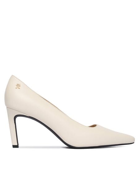 Tommy Hilfiger Czółenka Th Logo Lth Pump Slanted Hl FW0FW09008 Écru. Czółenka damskie Tommy Hilfiger, bez wzorów, ze skóry, bez obcasa. Za 649.99 zł.