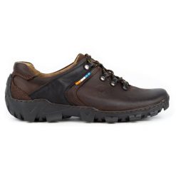Olivier Skórzane buty trekkingowe męskie 214GT brązowe. Brązowe buty trekkingowe męskie ze skóry, bez zapięcia, trekkingowe. Za 319.69 zł.