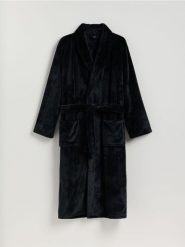 Szlafrok z paskiem - czarny. Czarne szlafroki męskie Reserved, l, bez wzorów, z dzianiny. Za 169.99 zł.