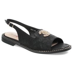 Czarne Sandały S.Barski Eleganckie Obuwie Damskie. Czarne sandały damskie S.BARSKI, bez wzorów, ze skóry ekologicznej, bez obcasa. Za 109.00 zł.