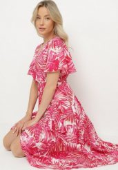 Różowa Kopertowa Sukienka z Bawełną o Rozkloszowanym Kroju z Paskiem Aulinea. Czerwone sukienki damskie Born2be, na co dzień, l, bez wzorów, z bawełny, eleganckie, bez kołnierzyka, bez ramiączek, midi, kopertowe. W wyprzedaży za 51.99 zł.