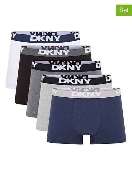 DKNY Bokserki (5 par) w kolorze czarno-szaro-białym rozmiar: S. Białe bokserki męskie DKNY, bez wzorów. Za 85.95 zł.
