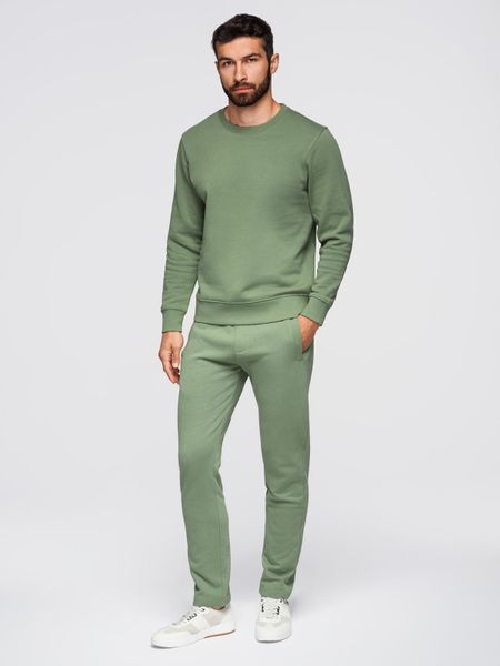 Komplet dresowy męski set bluza z okrągłym dekoltem + spodnie regular fit - jasnozielony V3. Zielone bluzy bez kaptura męskie Ombre Clothing, m, z bawełny. W wyprzedaży za 209.99 zł.