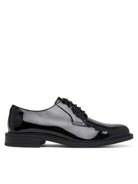 HUGO Półbuty Lysander 50573087 Czarny. Czarne buty wizytowe męskie Hugo, z lakierowanej skóry, bez zapięcia. Za 899.99 zł.